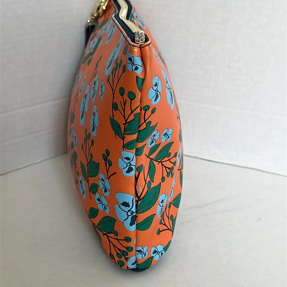 Dabney Lee Floral Orange and Blue Women's Bag wristlet NWOT